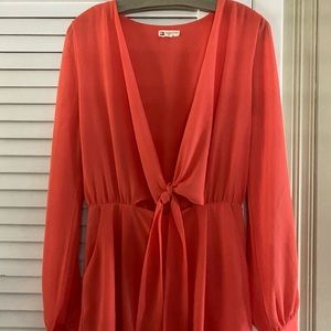 Cotton Candy Coral romper (M)